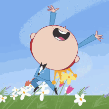 Boy running in excitement cuz it's spring